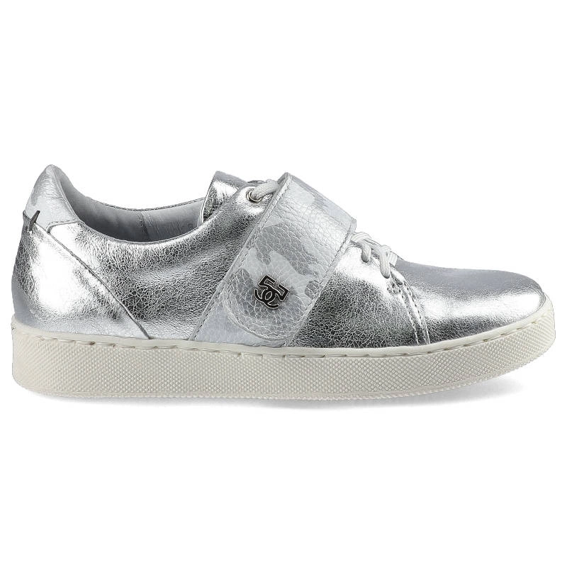 Tenisky Simen - 366A Srebro/Komando Biało-Srebrne