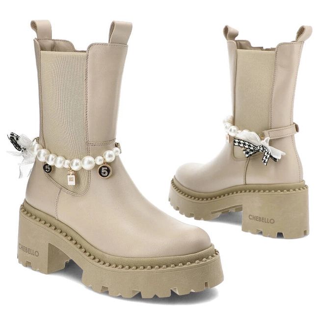Členkové Topánky Chebello - 4254_-481-000-MIC-S303 Beżowy Jasny