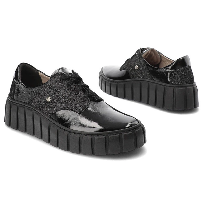 Tenisky Lemar - 10128 Naplak Czarny+Brokat Sr.