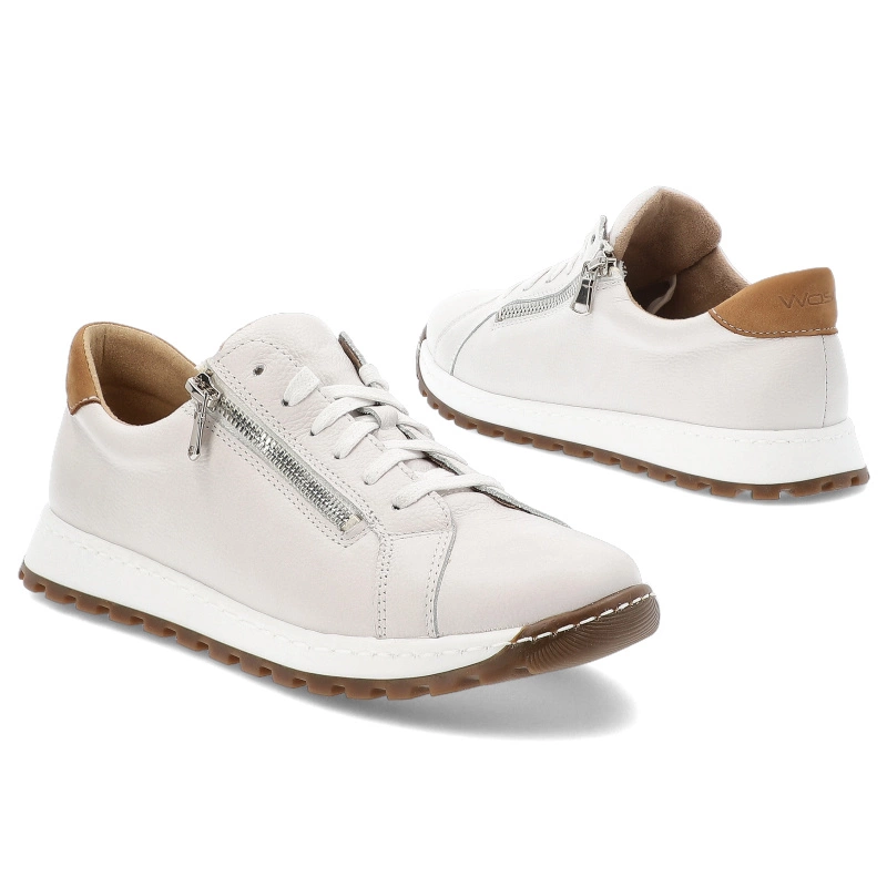 Tenisky WASAK - 0749 Biały Groszek/Brąz Nubuk