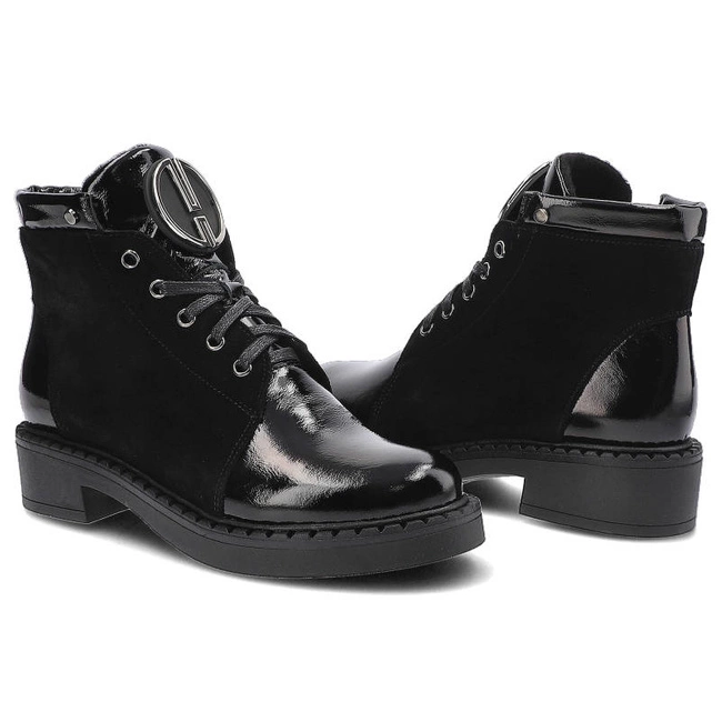 Členkové Topánky Pollonus - 5-1329-003 Czarny Naplak/Czarny Welur