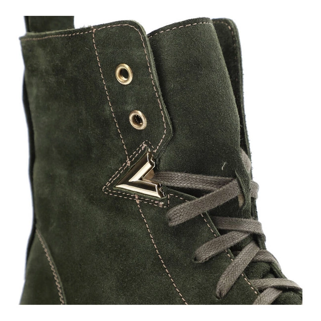 Šnúrovacie Členkové Topánky Pollonus - 5-1583-004 Welur Zielony Oliwka