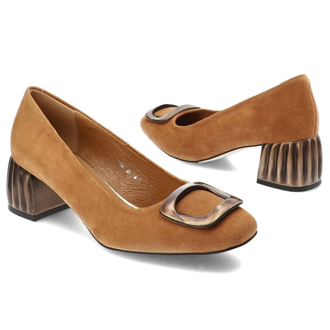 Lodičky ESPIRITO by DAREX - C-1198/8 Miele Zamsz/Ozdoba