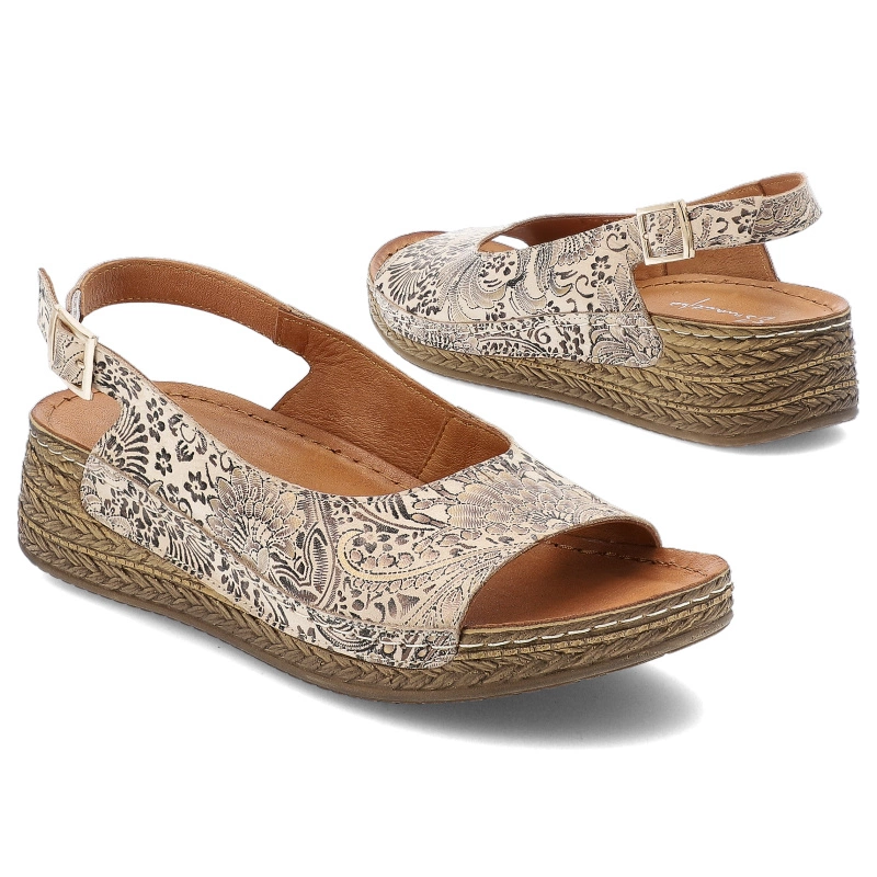 Sandále MACIEJKA - L7069-04/00-1 Beż Kwiaty