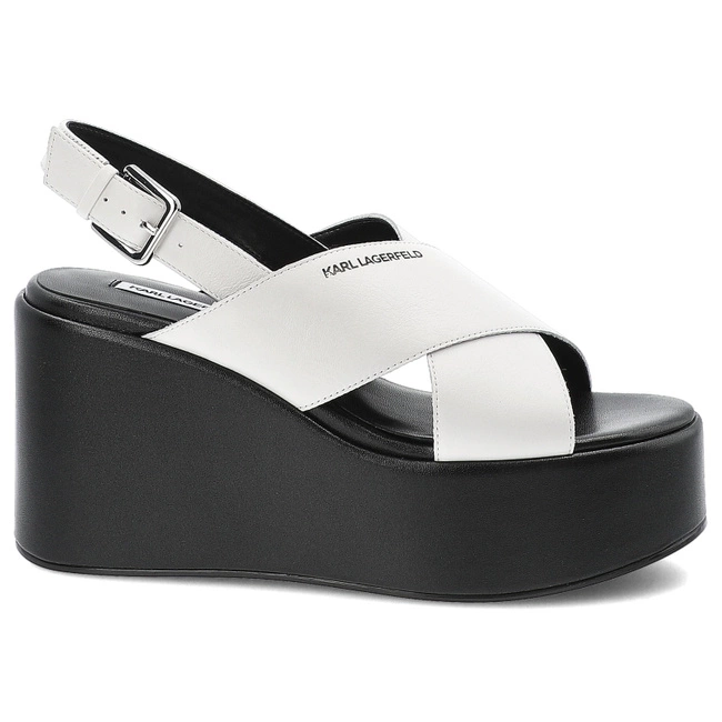 Sandále KARL LAGERFELD - KL33325 010 White Lthr W/Black