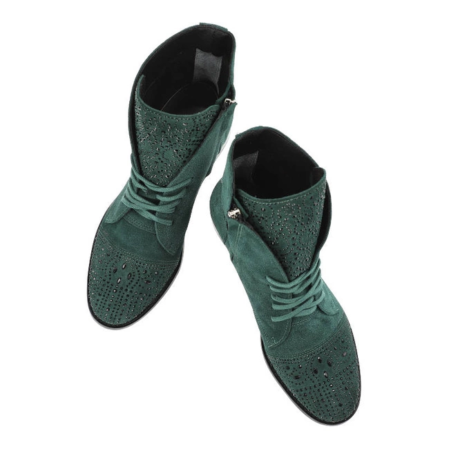 Členkové Topánky Exquisite - 1408 Ciemno Zielony Welur