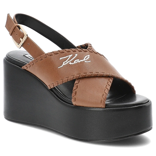 Sandále KARL LAGERFELD - KL33372 020 Tan Lthr W/Black