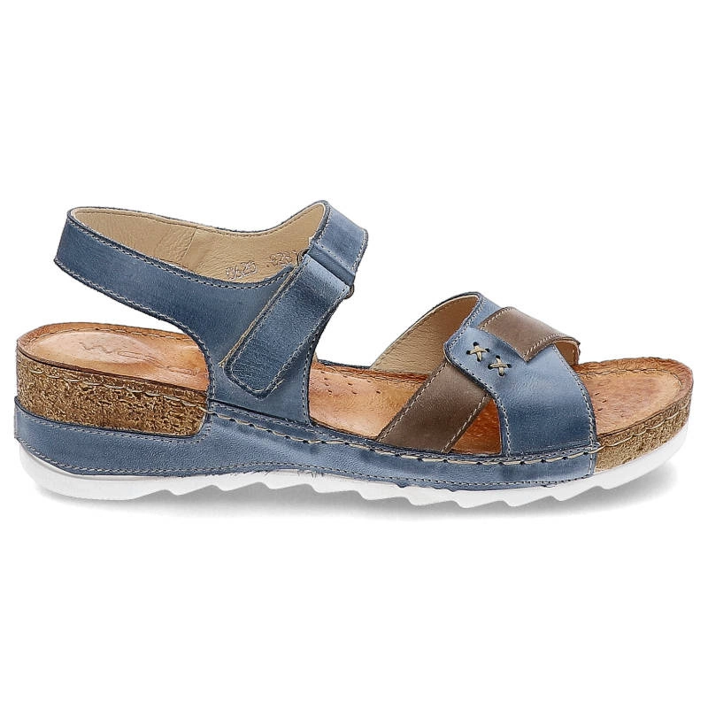 Sandále Wasak - 0620 Jeans+Cappuccino