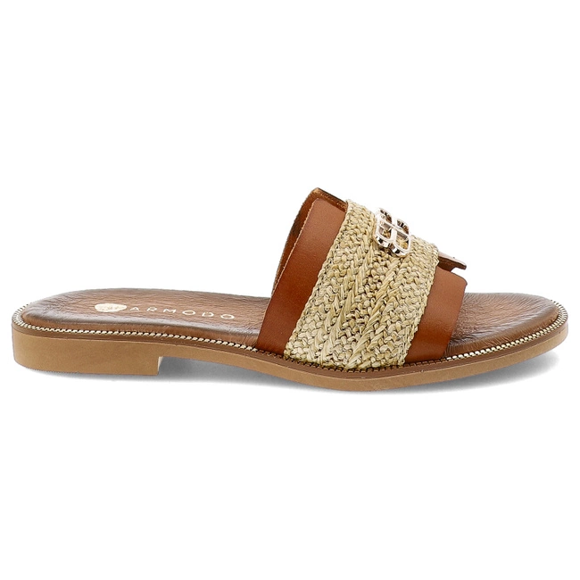 Šľapky ARMODO - 40426 Bf.Brąz+Plec.Słomka+Zł