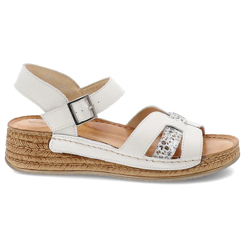 Sandále WASAK - 0719 Biały Groszek+Kwiaty