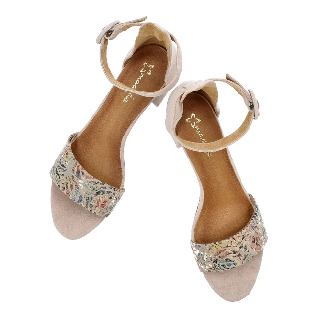 Sandále Maciejka - 04141-49/00-5 Beż+Kwiaty