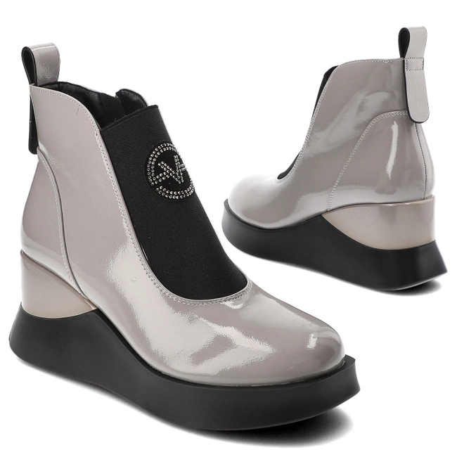 Členkové Topánky Vinceza - 66703 Szary Lakier Skóra