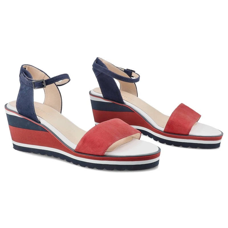 Sandále Damiss - DS-269 Czerwony Zamsz/Granat Zamsz