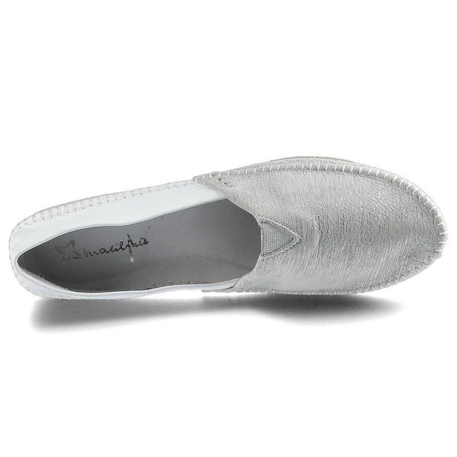 Baleríny Maciejka - 01930-05/00-0 Biały Srebrne Paski