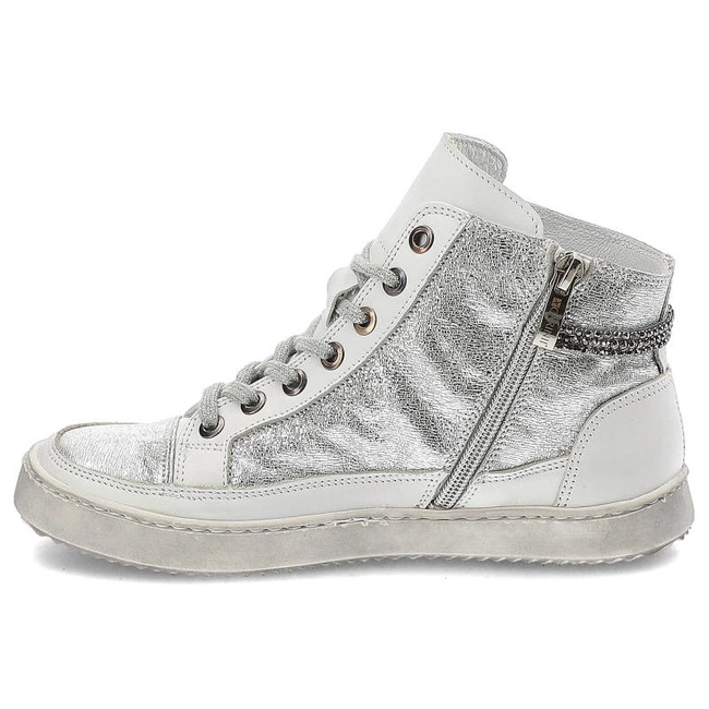 Tenisky Carinii - B3334_-967-G01-000-A48 Nappa Biała/Rasputin Argento