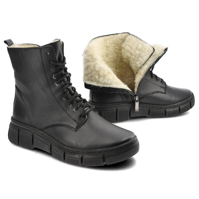 Šnúrovacie Členkové Topánky Wasak - 0660 Czarny Groszek