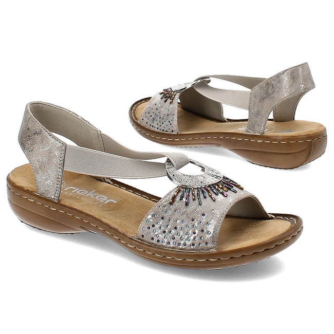 Sandále Rieker - 60880-90 Metallic