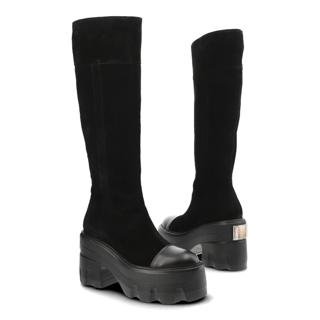 Čižmy Carinii - B9951_-E50-H20-000-G67 Sandro 04/Welur Czarny