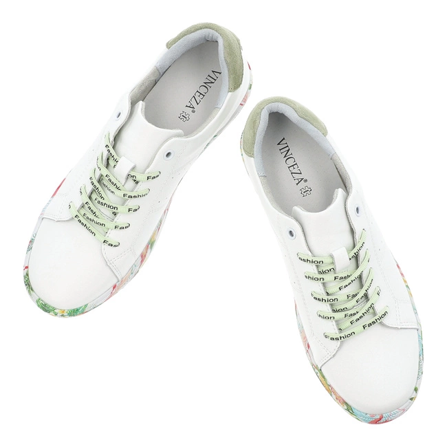 Tenisky VINCEZA - 79524 WH GN Biały Zielony Skóra