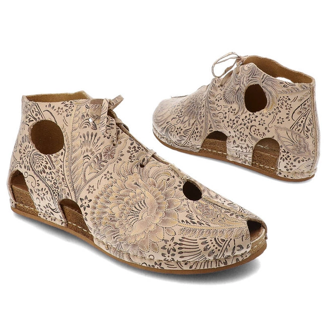 Šnúrovacie Členkové Topánky Maciejka - 03426-02/00-6 Beż+Złoto