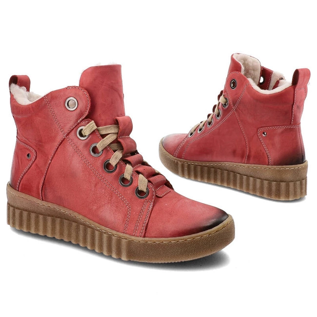 Šnúrovacie Členkové Topánky Armodo - 753 Czerwony K6