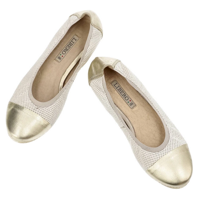 Baleríny Libero - 5095 Biały/Złoty 143/111
