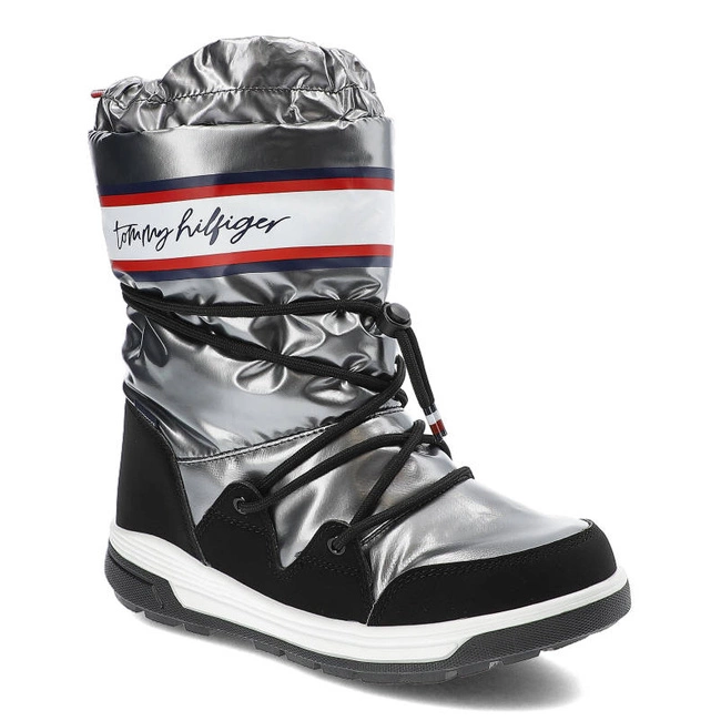 Snehule Tommy Hilfiger - T3A6-32436-1485918-Snow Boot Dark Silver 918
