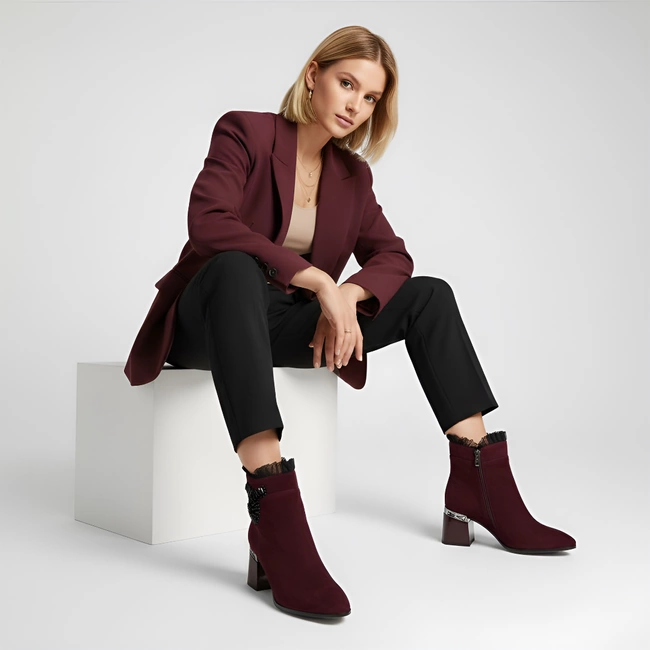 Členkové Topánky S.BARSKI - MR52-127 Wine