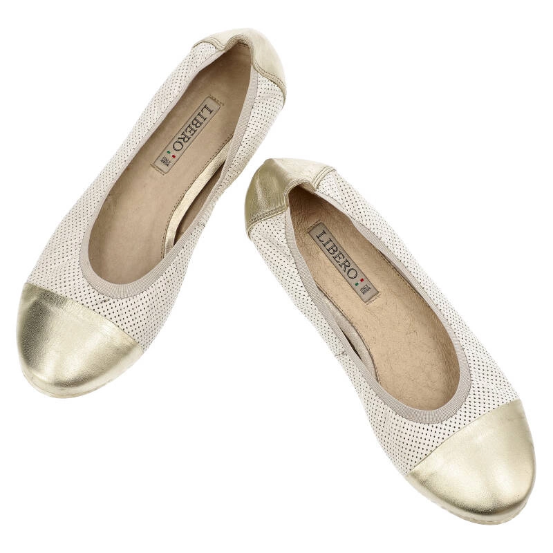 Baleríny Libero - 5095 Biały/Złoty 143/111