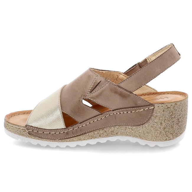 Sandále WASAK - 0493 Cappuccino/Złoto Przecierka