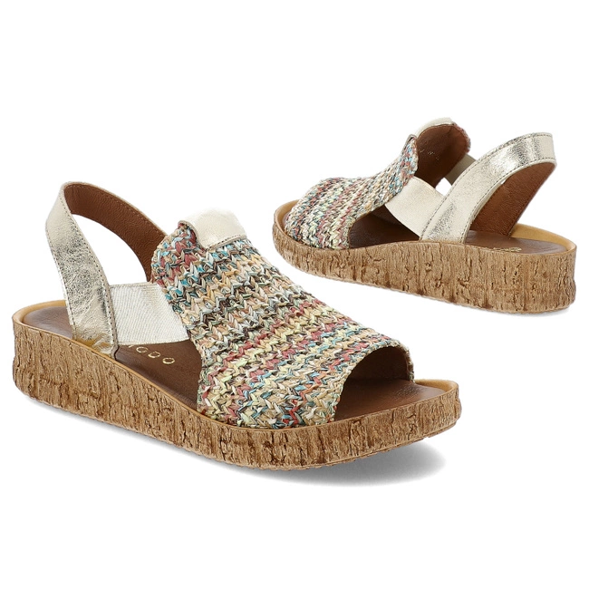 Sandále ARMODO - 40449 Plecionka Multi/Kryształ Złoto