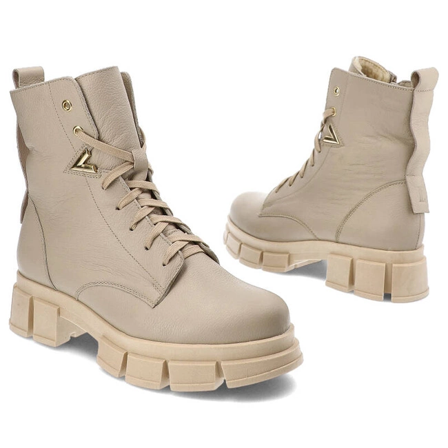 Šnúrovacie Členkové Topánky Pollonus - 5-1583-001 Vanilia Verona