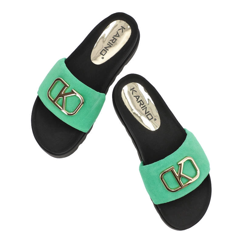 Šľapky Karino - 4196/066-P Zielony/Welur